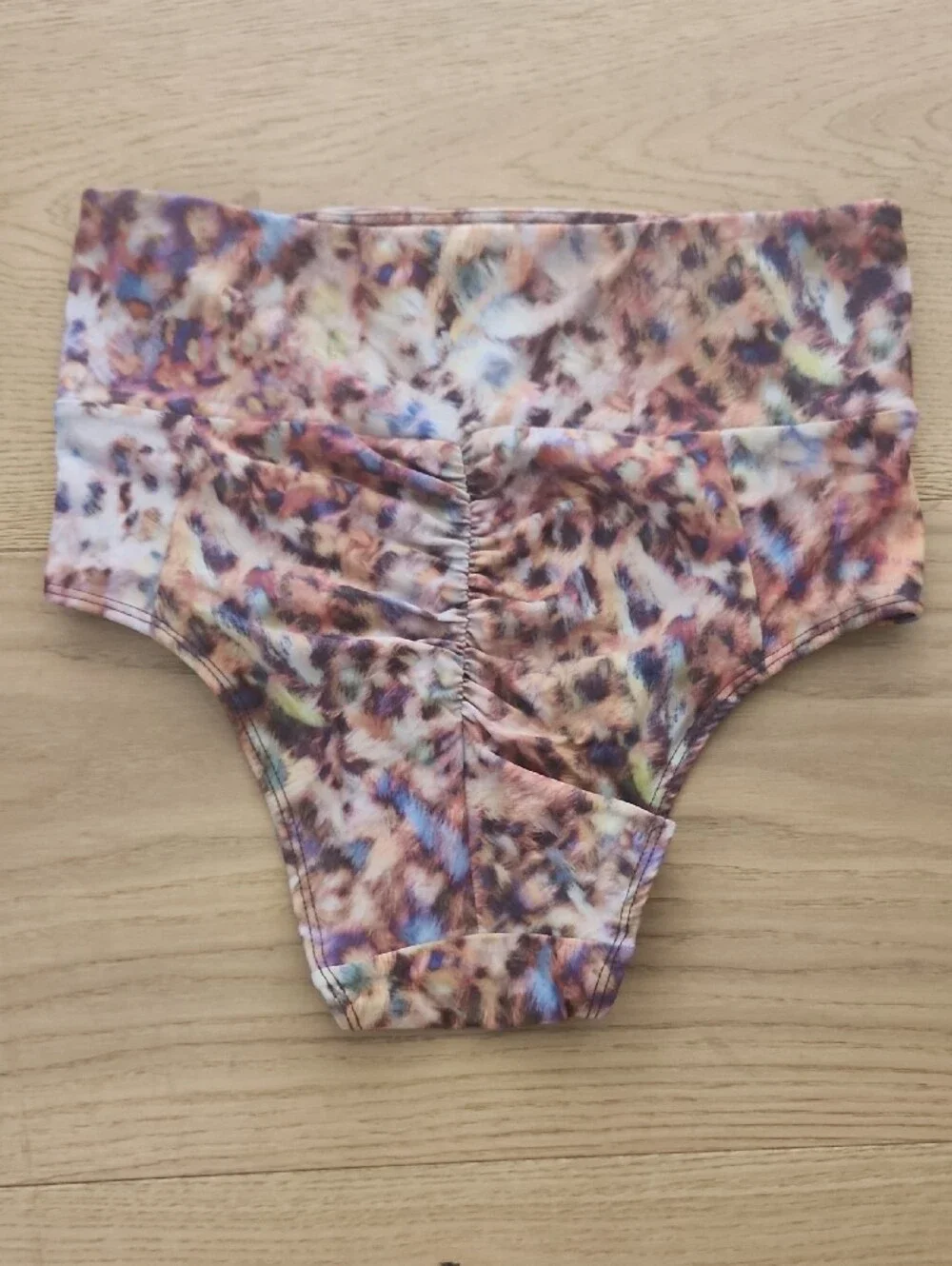 High-Waist Women’s Swim Bottoms in Multi-Color Leopard Print